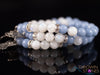 ANGELITE & MOONSTONE Crystal Bracelet - Angel Charm, Round Beads - Charm Bracelet, Beaded Bracelet, Handmade Jewelry, E2050-Throwin Stones