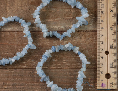 AQUAMARINE Crystal Bracelet - Chip Beads - Beaded Bracelet, Birthstone Bracelet, Handmade Jewelry, E0631-Throwin Stones