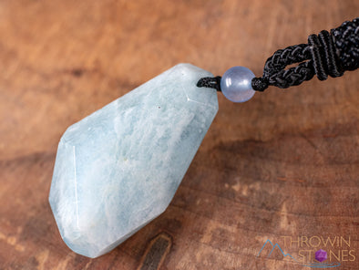 AQUAMARINE Crystal Necklace - Pendant Necklace, Birthstone Necklace, Handmade Jewelry, Healing Crystals and Stones, E1569-Throwin Stones