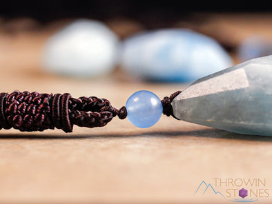 AQUAMARINE Crystal Necklace - Pendant Necklace, Birthstone Necklace, Handmade Jewelry, Healing Crystals and Stones, E1655-Throwin Stones