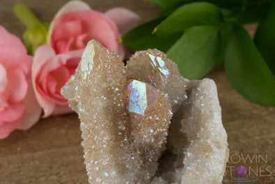 AURA QUARTZ Angel White - Rainbow Quartz Crystal, Crystal Cluster, Spirit Quartz, Metaphysical, Crystal Decor, R0439-Throwin Stones