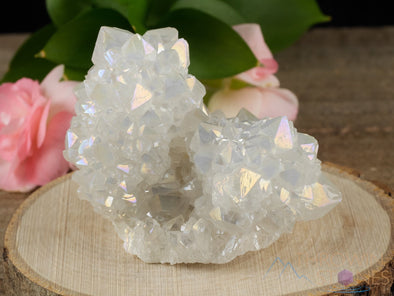 AURA QUARTZ Angel White - Rainbow Quartz Crystal, Crystal Cluster, Spirit Quartz, Metaphysical, Crystal Decor, R0440-Throwin Stones
