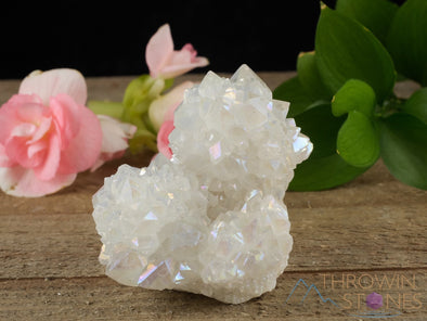 AURA QUARTZ Angel White - Rainbow Quartz Crystal, Crystal Cluster, Spirit Quartz, Metaphysical, Crystal Decor, R0440-Throwin Stones