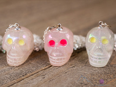 AURA QUARTZ Crystal Skull Necklace w Glow in the Dark Eyes - Pastel Goth, Goth Jewelry, Crystal Jewelry, E1749-Throwin Stones
