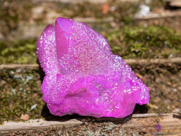 AURA QUARTZ Ruby Pink - Rainbow Aura Quartz, Crystal Cluster, Spirit Quartz, Crystal Decor, Metaphysical, R0567-Throwin Stones