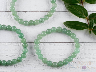 AVENTURINE Crystal Bracelet - Light Green, Round Beads - Beaded Bracelet, Handmade Jewelry, Healing Crystal Bracelet, E0595-Throwin Stones