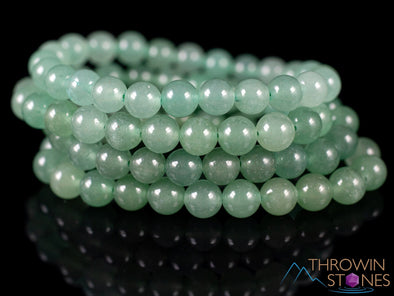 AVENTURINE Crystal Bracelet - Light Green, Round Beads - Beaded Bracelet, Handmade Jewelry, Healing Crystal Bracelet, E0595-Throwin Stones