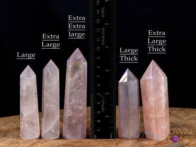 Aura ROSE QUARTZ Crystal Tower - Crystal Wand, Crystal Points, Obelisk, Birthstone, Home Decor, E2107-Throwin Stones