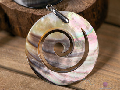 BLACK LIP SHELL Pendant - Spiral - Shell Necklace, Mother of Pearl Necklace, E0717-Throwin Stones