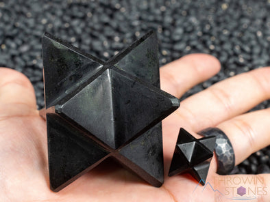 BLACK TOURMALINE Crystal Merkaba - Metaphysical Sacred Geometry Star, EMF and Empath Protection, Unique Gift for Home Decor, E0233-Throwin Stones