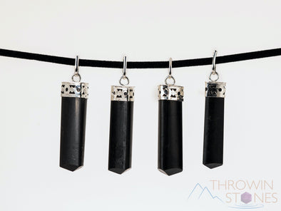 BLACK TOURMALINE Crystal Pendant - Crystal Points, Pendulum, Handmade Jewelry, EMF and Empath Protection, E0234-Throwin Stones