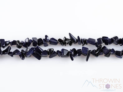 BLUE GOLDSTONE Crystal Necklace - Chip Beads - Long Crystal Necklace, Beaded Necklace, Handmade Jewelry, E0796-Throwin Stones