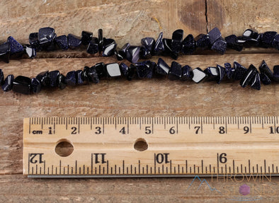 BLUE GOLDSTONE Crystal Necklace - Chip Beads - Long Crystal Necklace, Beaded Necklace, Handmade Jewelry, E0796-Throwin Stones