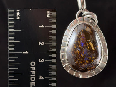 BOULDER OPAL Pendant - Sterling Silver - Birthstone Jewelry, Opal Cabochon Necklace, Australian Opal, 54656-Throwin Stones