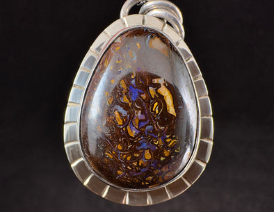 BOULDER OPAL Pendant - Sterling Silver - Birthstone Jewelry, Opal Cabochon Necklace, Australian Opal, 54656-Throwin Stones