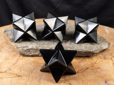 Black OBSIDIAN Crystal Merkaba - Star, Sacred Geometry, Metaphysical, Healing Crystals and Stones, E2150-Throwin Stones