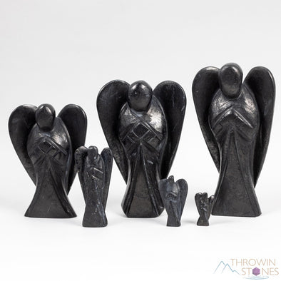 Black SHUNGITE Crystal Angel - Guardian Angel Figurines, Home Decor, Healing Crystals and Stones, E2192-Throwin Stones