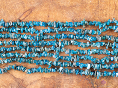 Blue APATITE Crystal Necklace - Chip Beads - Long Crystal Necklace, Beaded Necklace, Handmade Jewelry, E0827-Throwin Stones