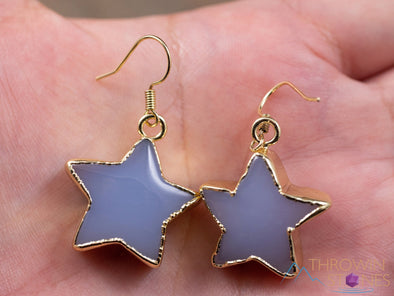 Blue CHALCEDONY Crystal Star Earrings - Dangle Earrings, Handmade Jewelry, Crystal Drop Earrings, E2095-Throwin Stones