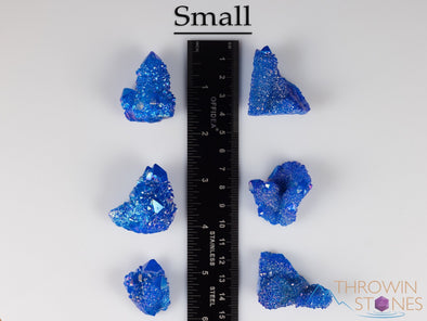 Blue FLAME AURA QUARTZ Crystal Cluster - Rainbow Quartz Crystal, Spirit Quartz Cluster, Crystal Decor, E2134-Throwin Stones