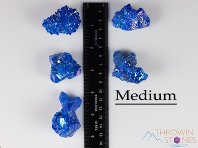 Blue FLAME AURA QUARTZ Crystal Cluster - Rainbow Quartz Crystal, Spirit Quartz Cluster, Crystal Decor, E2134-Throwin Stones