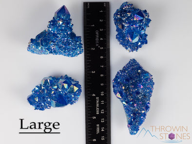 Blue FLAME AURA QUARTZ Crystal Cluster - Rainbow Quartz Crystal, Spirit Quartz Cluster, Crystal Decor, E2134-Throwin Stones