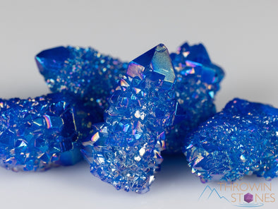 Blue FLAME AURA QUARTZ Crystal Point - Rainbow Quartz Crystal, Spirit Quartz, Crystal Decor, E2133-Throwin Stones