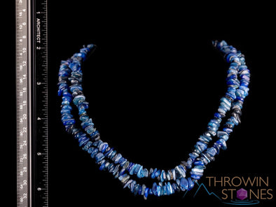 Blue KYANITE Crystal Necklace - Chip Beads - Long Crystal Necklace, Beaded Necklace, Handmade Jewelry, E1695-Throwin Stones