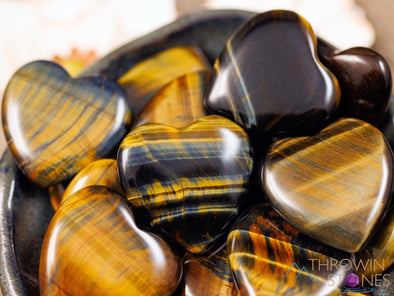 Blue TIGERS EYE Crystal Heart - Self Care, Mom Gift, Home Decor, Healing Crystals and Stones, E2102-Throwin Stones