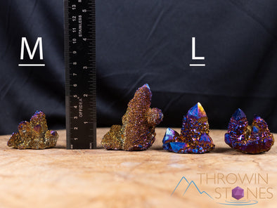 Blue TITANIUM AURA QUARTZ Crystal Cluster - Rainbow Quartz Crystal, Spirit Quartz Cluster, Crystal Decor, E2143-Throwin Stones