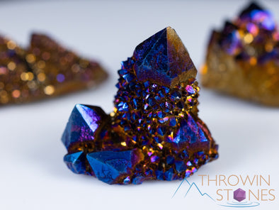 Blue TITANIUM AURA QUARTZ Crystal Cluster - Rainbow Quartz Crystal, Spirit Quartz Cluster, Crystal Decor, E2143-Throwin Stones