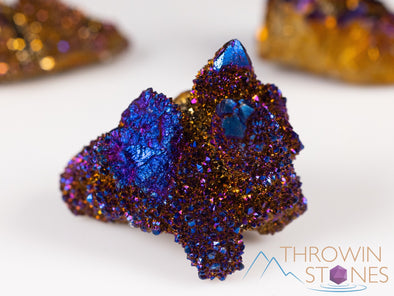 Blue TITANIUM AURA QUARTZ Crystal Cluster - Rainbow Quartz Crystal, Spirit Quartz Cluster, Crystal Decor, E2143-Throwin Stones