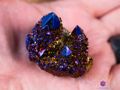 Blue TITANIUM AURA QUARTZ Crystal Cluster - Rainbow Quartz Crystal, Spirit Quartz Cluster, Crystal Decor, E2143-Throwin Stones