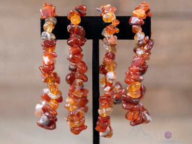 CARNELIAN Crystal Bracelet - Chip Beads - Beaded Bracelet, Handmade Jewelry, Healing Crystal Bracelet, E1767-Throwin Stones