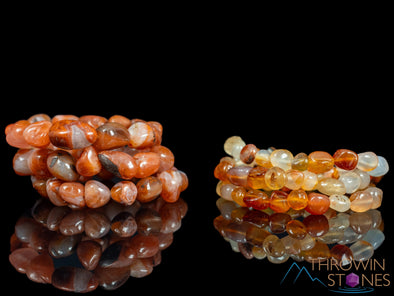 CARNELIAN Crystal Bracelet - Tumbled Bead Bracelet, Natural Healing Crystals Boho Jewelry, E0137-Throwin Stones