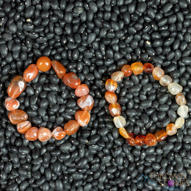 CARNELIAN Crystal Bracelet - Tumbled Bead Bracelet, Natural Healing Crystals Boho Jewelry, E0137-Throwin Stones