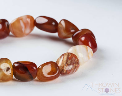 CARNELIAN Crystal Bracelet - Tumbled Bead Bracelet, Natural Healing Crystals Boho Jewelry, E0137-Throwin Stones