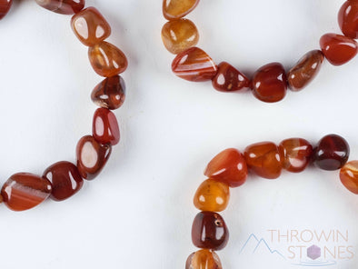CARNELIAN Crystal Bracelet - Tumbled Bead Bracelet, Natural Healing Crystals Boho Jewelry, E0137-Throwin Stones