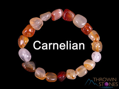 CARNELIAN Crystal Bracelet - Tumbled Bead Bracelet, Natural Healing Crystals Boho Jewelry, E0137-Throwin Stones