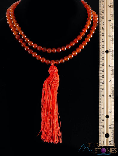 CARNELIAN Crystal Necklace, Mala - Meditation Jewelry, Beaded Necklace, Healing Crystals and Stones, E0119-Throwin Stones