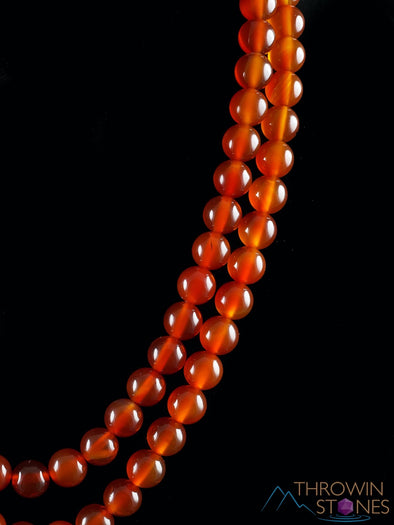 CARNELIAN Crystal Necklace, Mala - Meditation Jewelry, Beaded Necklace, Healing Crystals and Stones, E0119-Throwin Stones