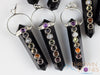 CHAKRA & Black OBSIDIAN Crystal Pendant - Crystal Points, Handmade Jewelry, Healing Crystals and Stones, E2158-Throwin Stones