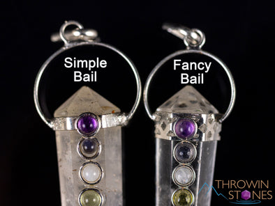 CHAKRA & CLEAR QUARTZ Crystal Pendant - Crystal Points, Handmade Jewelry, Healing Crystals and Stones, E2119-Throwin Stones