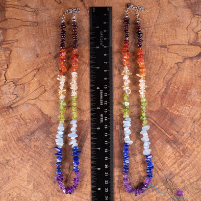 CHAKRA Crystal Necklace - Chip Beads - Long Crystal Necklace, Beaded Necklace, Handmade Jewelry, E1969-Throwin Stones
