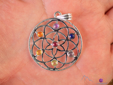 Chakra Crystals Flower of Life Necklace