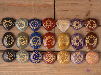 CHAKRA Crystals in Crystal Grid Board Wooden Box - Buddha Yoga - Healing Crystals Set, Self Care Box, Beginner Crystal Kit, E1754-Throwin Stones