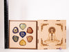 CHAKRA Crystals in Crystal Grid Board Wooden Box - Buddha Yoga - Healing Crystals Set, Self Care Box, Beginner Crystal Kit, E1754-Throwin Stones