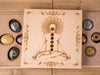 CHAKRA Crystals in Crystal Grid Board Wooden Box - Buddha Yoga - Healing Crystals Set, Self Care Box, Beginner Crystal Kit, E1754-Throwin Stones