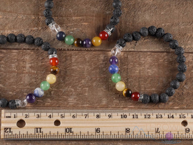 CHAKRA & LAVA ROCK Crystal Bracelet - Round Beads - Aromatherapy Diffu –  Throwin Stones