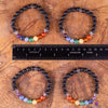 CHAKRA & LAVA ROCK Crystal Bracelet - Round Beads - Aromatherapy Diffuser Bracelet, Beaded Bracelet, Handmade Jewelry, E0459-Throwin Stones